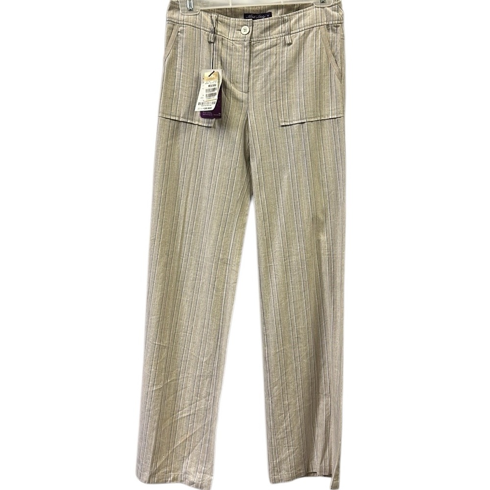 Mind Bridge Striped Patch Pocket Wide Leg Imported Trousers Pants 55 US Size 4